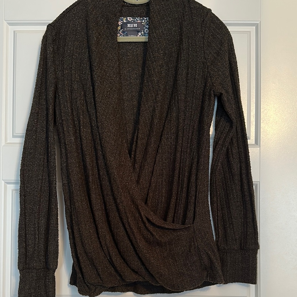 Anthropologie Gray and Black Cardigan Sweater
